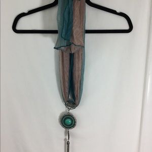 Scarf with Turquoise (color) and Metal Detail